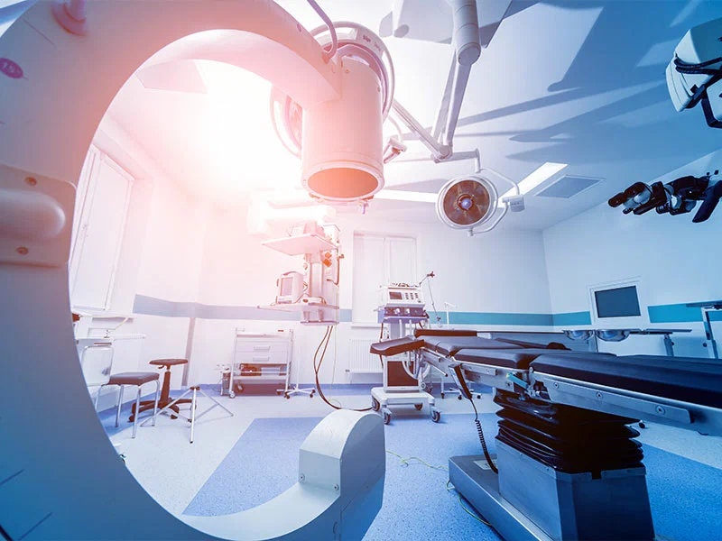 Healthcare professional analyzing translated medical reports and pharmaceutical files